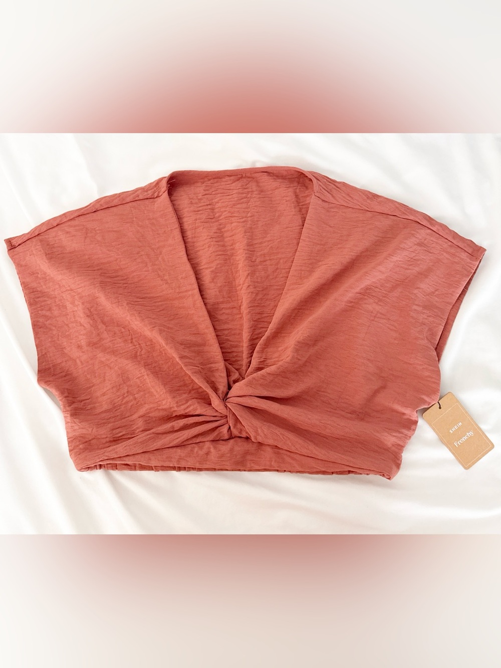SHEIN Rust Twist-Front Crop Top